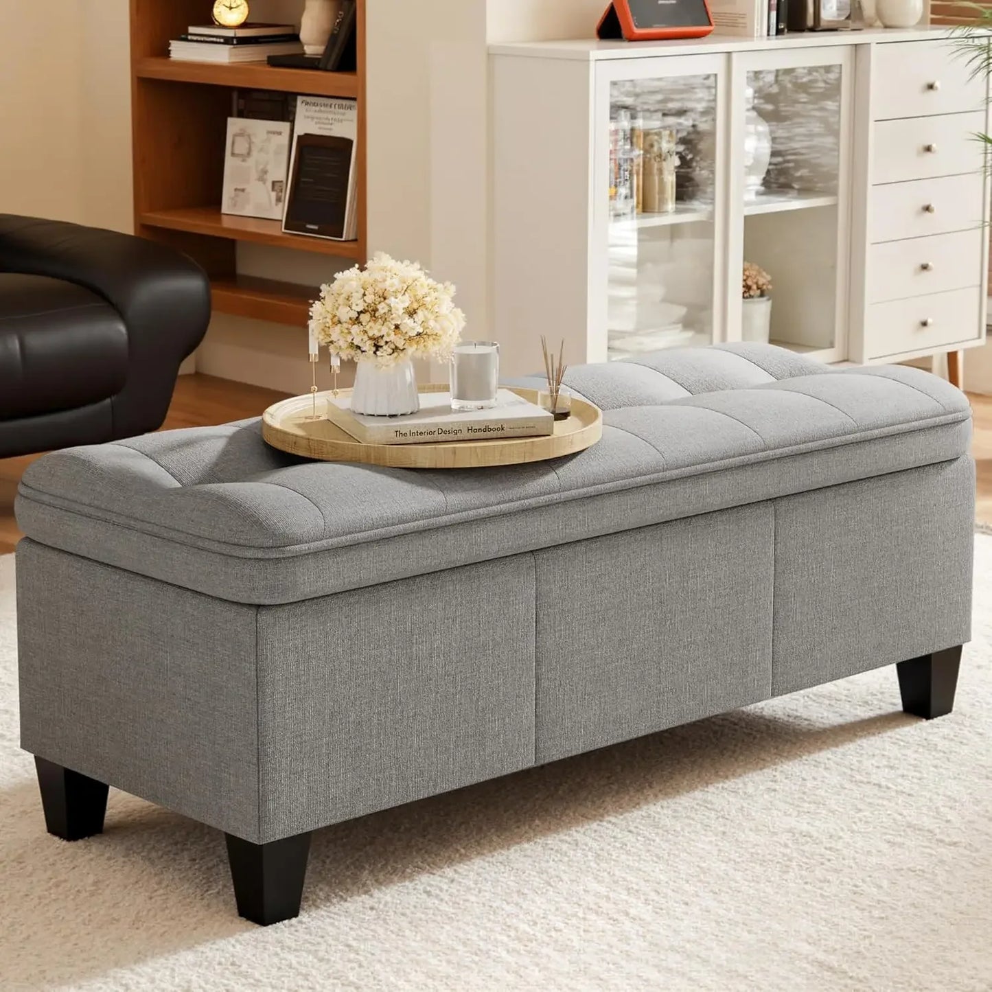 Upholstered Storage Bench with Legs