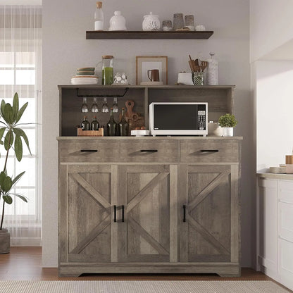 Buffet Cabinet with Storage, Coffee Bar, with 3 Doors, 3 Drawers